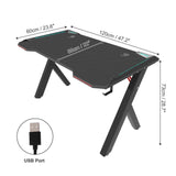 Gamer's Haven RGB Gaming Desk with LED Lights - WHIMSY BARGAIN WAREHOUSE