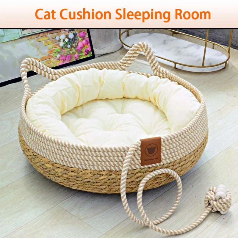 Summer Woven Cat Bed with Removable Upholstery - WHIMSY BARGAIN WAREHOUSE
