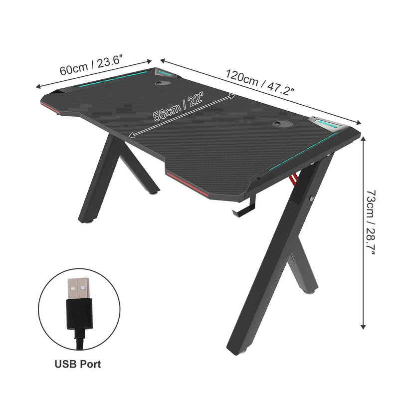 Gamer's Haven RGB Gaming Desk with LED Lights - WHIMSY BARGAIN WAREHOUSE