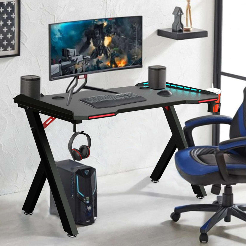 Gamer's Haven RGB Gaming Desk with LED Lights - WHIMSY BARGAIN WAREHOUSE