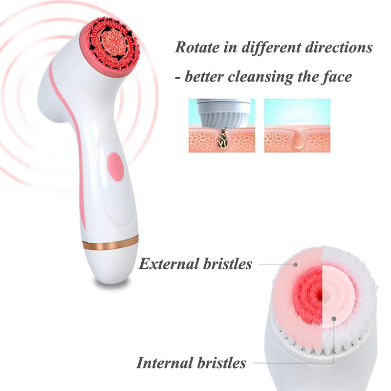 Facial Spa System - Rechargeable Spin Brush Set for Deep Cleaning - WHIMSY BARGAIN WAREHOUSE