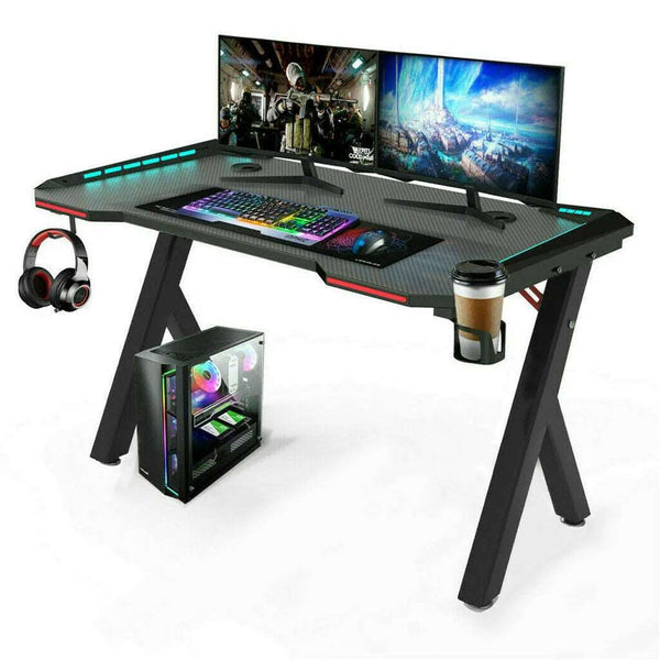 Gamer's Haven RGB Gaming Desk with LED Lights - WHIMSY BARGAIN WAREHOUSE