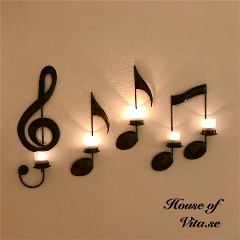 Musical Note Wall Sconce Candle Holder Set - WHIMSY BARGAIN WAREHOUSE