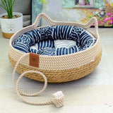 Summer Woven Cat Bed with Removable Upholstery - WHIMSY BARGAIN WAREHOUSE