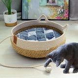 Summer Woven Cat Bed with Removable Upholstery - WHIMSY BARGAIN WAREHOUSE