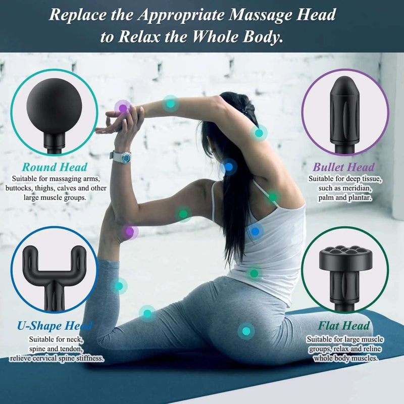 Mini Massage Gun with 6 Speeds and 4 Heads - WHIMSY BARGAIN WAREHOUSE