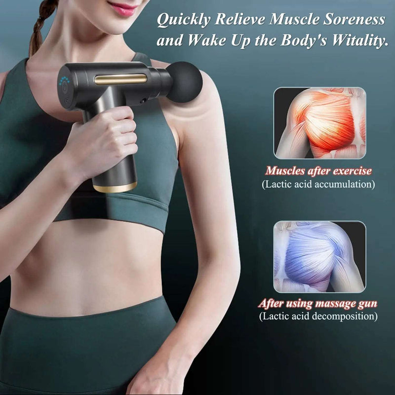 Mini Massage Gun with 6 Speeds and 4 Heads - WHIMSY BARGAIN WAREHOUSE