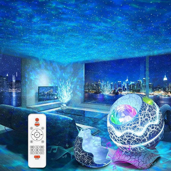 Dino Egg Galaxy Projector Night Light with Bluetooth Speakers - WHIMSY BARGAIN WAREHOUSE