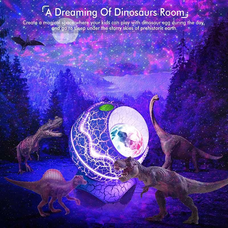Dino Egg Galaxy Projector Night Light with Bluetooth Speakers - WHIMSY BARGAIN WAREHOUSE